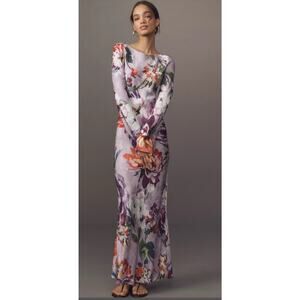 Anthropologie Floral Maxi Dress - Purple and Orange